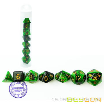 Beilcon Mini Zwei-Ton-Polyedral-RPG-Würfel 10mm, kleiner Würfel Set D4-D20 in Rohr